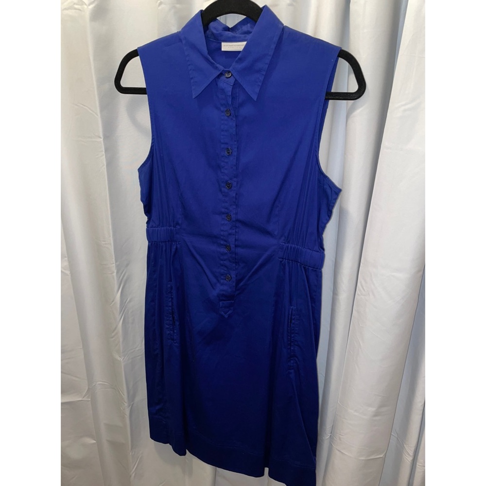 Royal blue collared button down shirt dress
